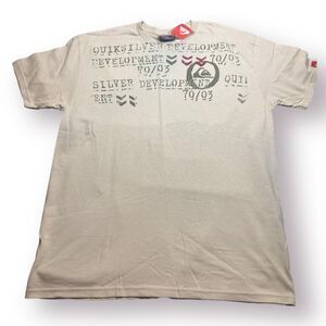 Quiksilver‎ Graphic T-Shirt Size Large Beige Shirt Retro 100% Cotton Skater y2k